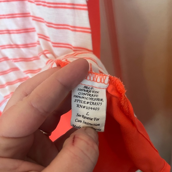 Anthropologie mine neon pink striped tank top blouse sheer back large - Picture 4 of 5